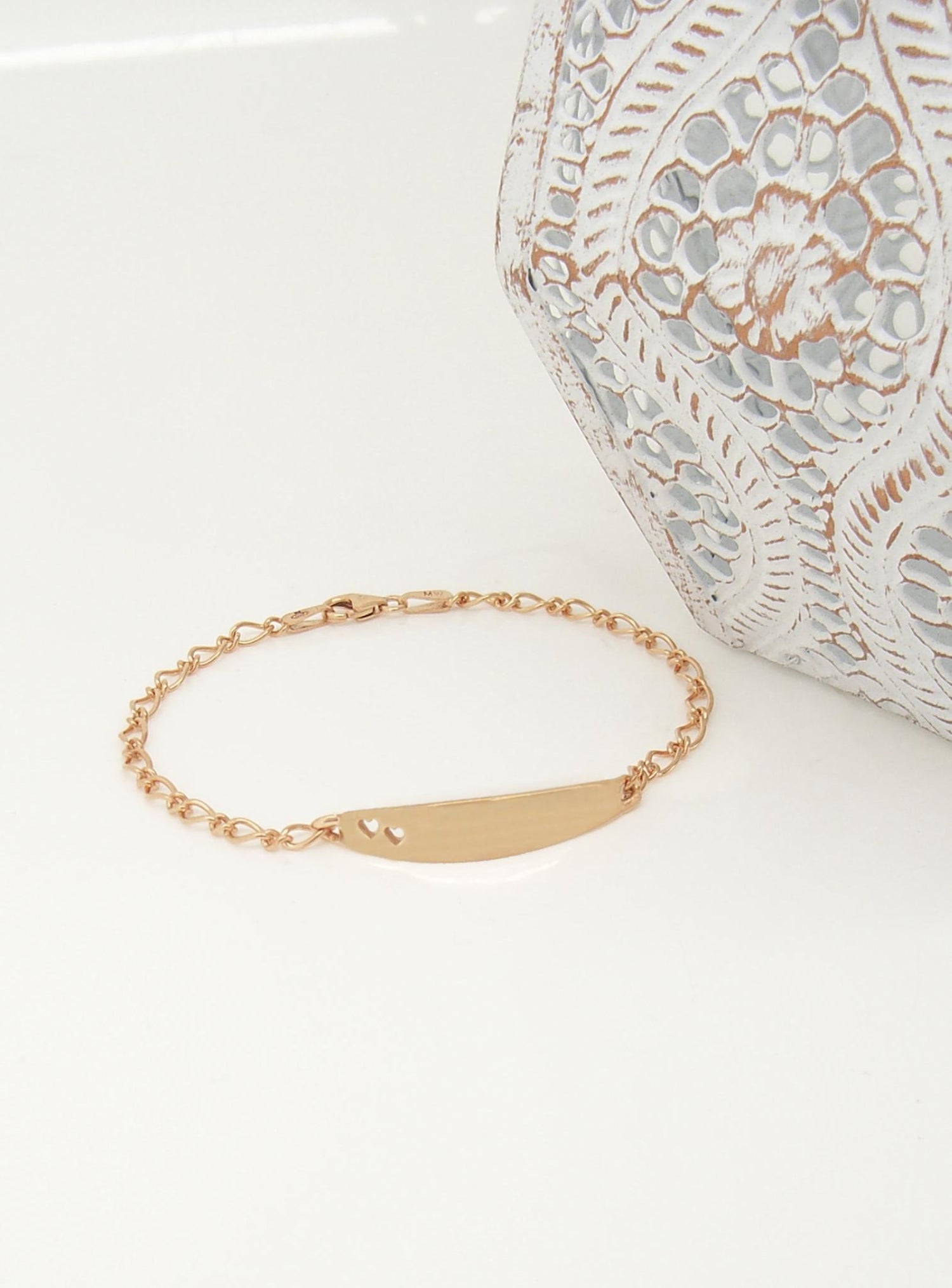 Solid 9ct Rose Gold Identity Name Baby Bracelet