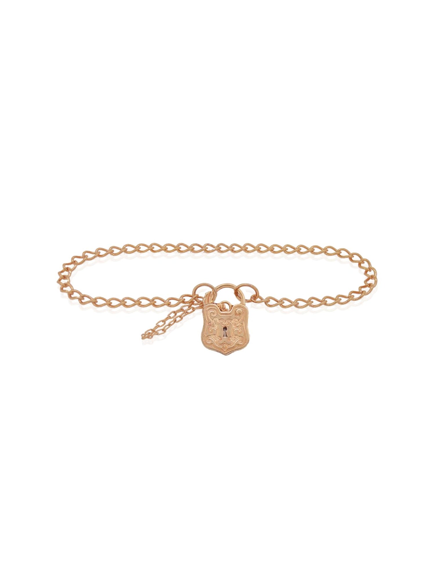 Solid 9ct Rose Gold Shield Padlock Baby Bracelet