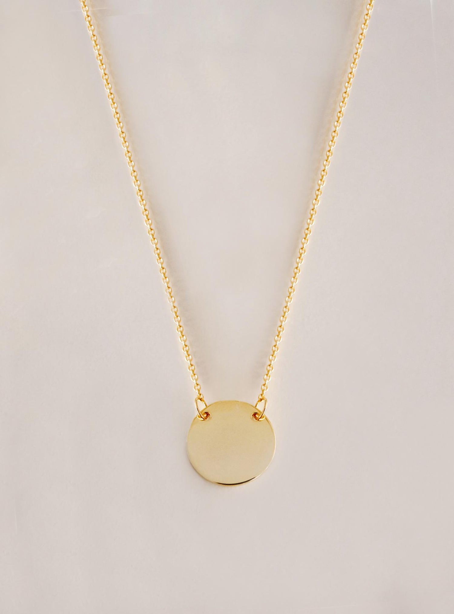 Solid 9ct Gold Love Circle Coin Tag Charm Necklace