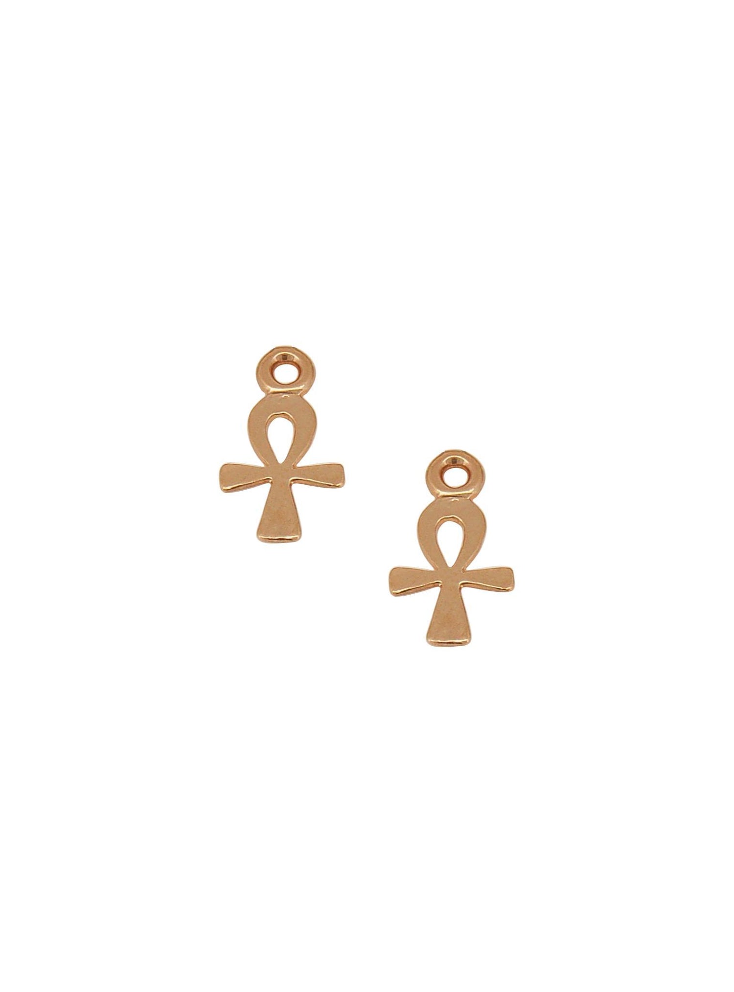 Egyptian Ankh of Life Charms for Sleeper Earrings in 9ct Rose Gold