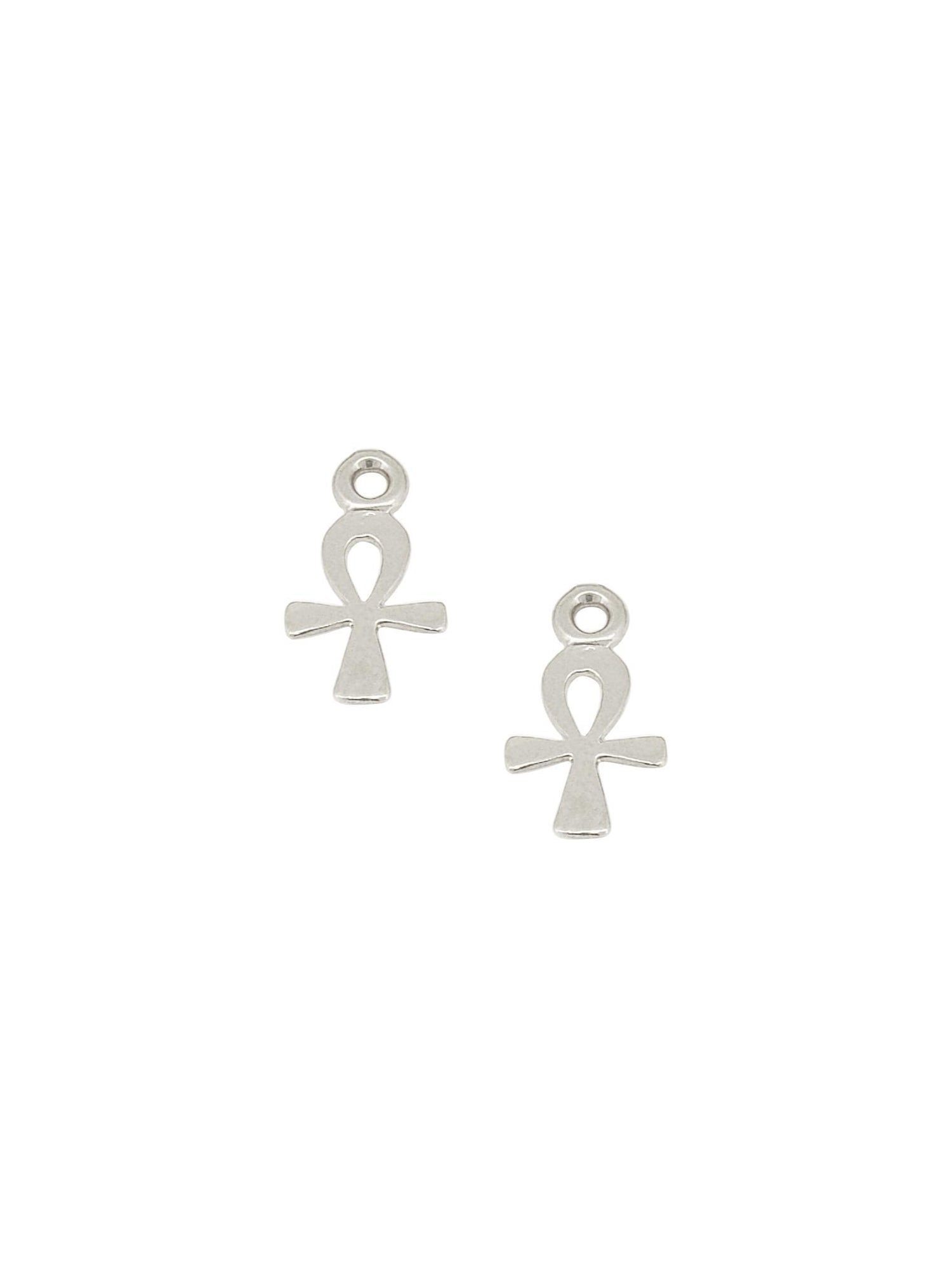 Egyptian Ankh of Life Charms for Sleeper Earrings in Sterling Silver