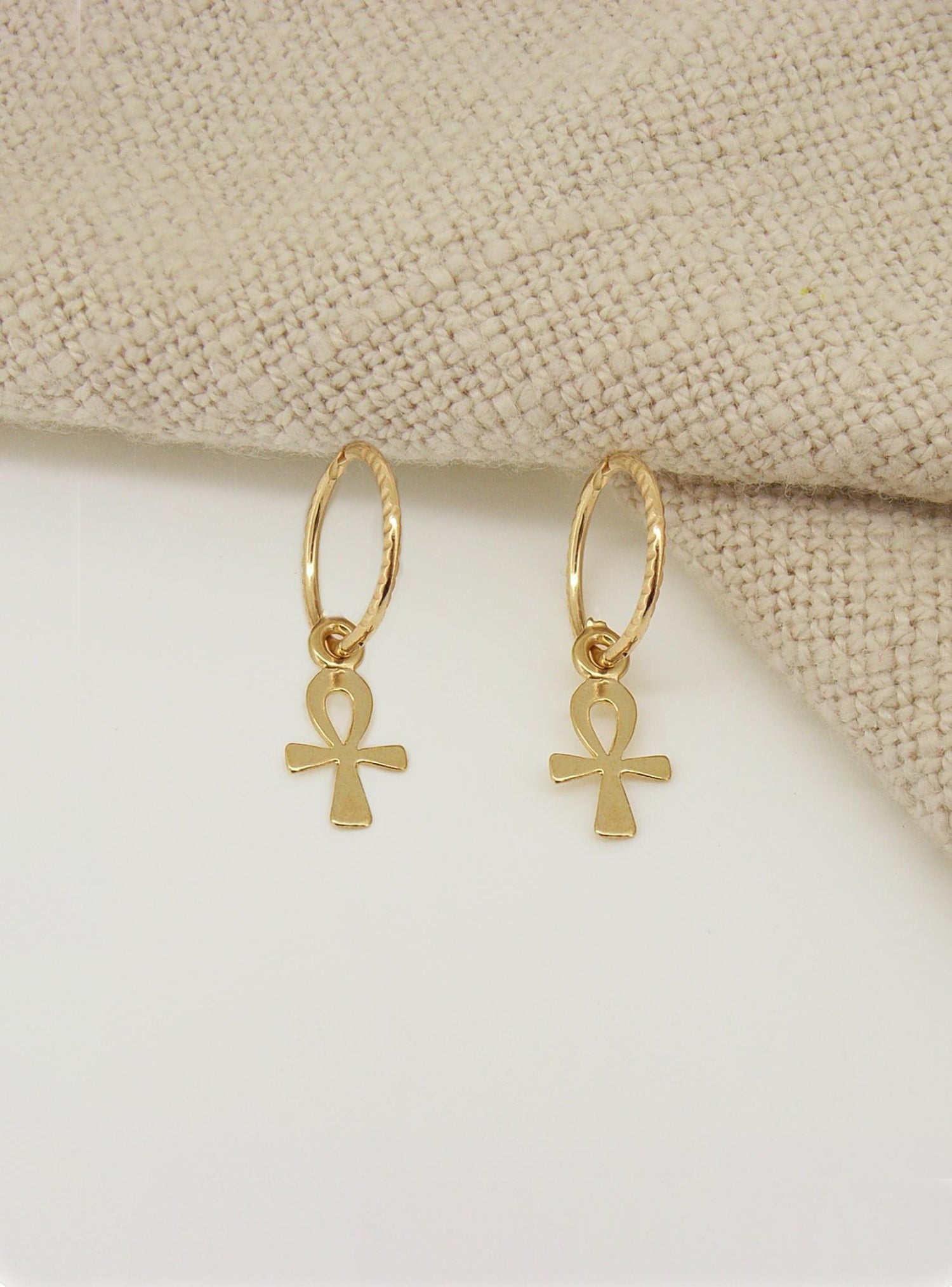 Egyptian Ankh of Life Charms for Sleeper Earrings in 9ct Gold