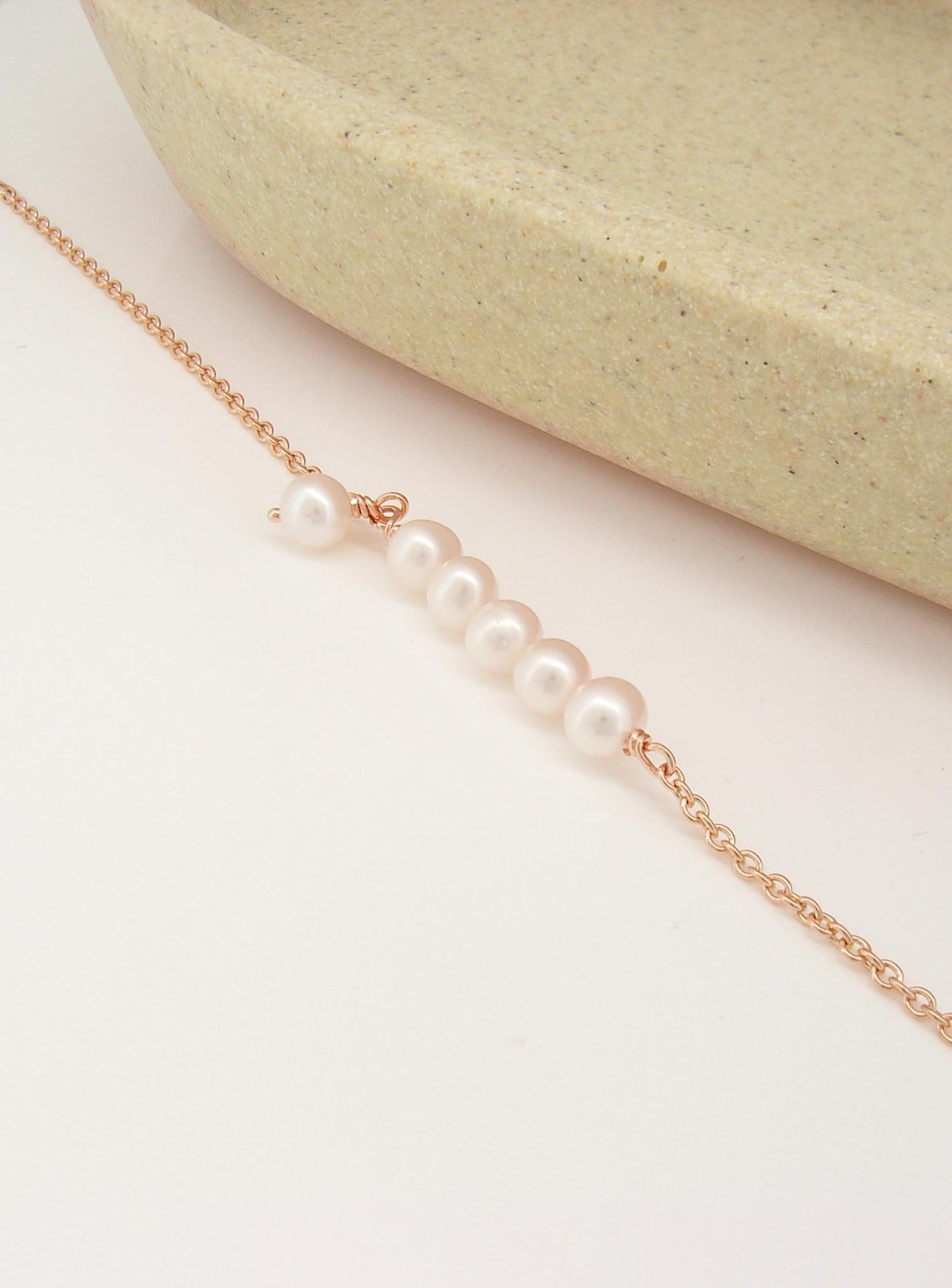 Coco Pearl Bar Drop Bracelet in 9ct Rose Gold