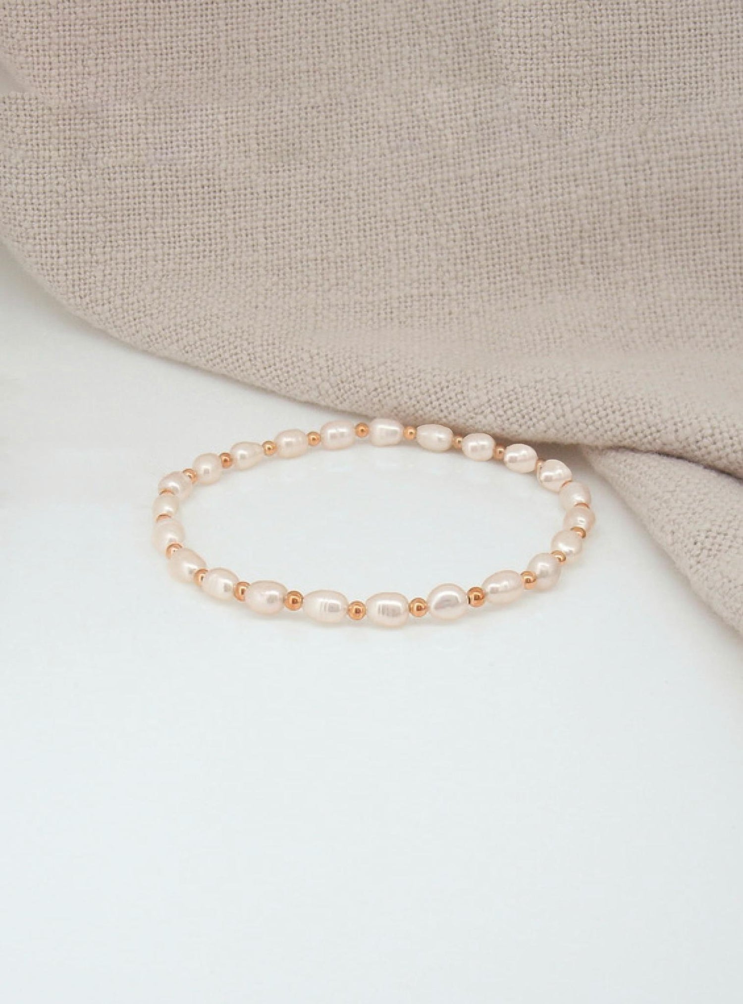 Coco Small to XL Sizes Pearl Ball Bead Bracelet in 9ct Rose Gold