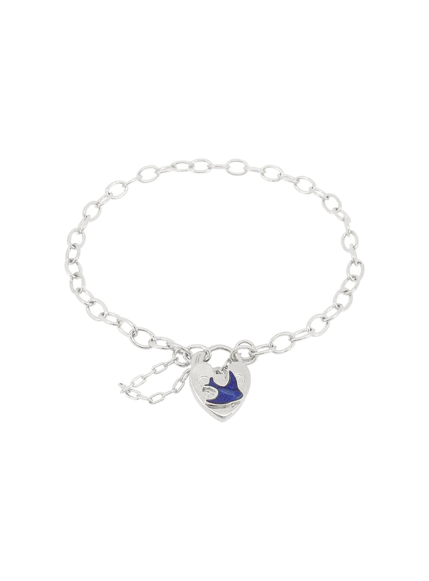 Open Cable Bluebird Padlock Baby Bracelet in Sterling Silver