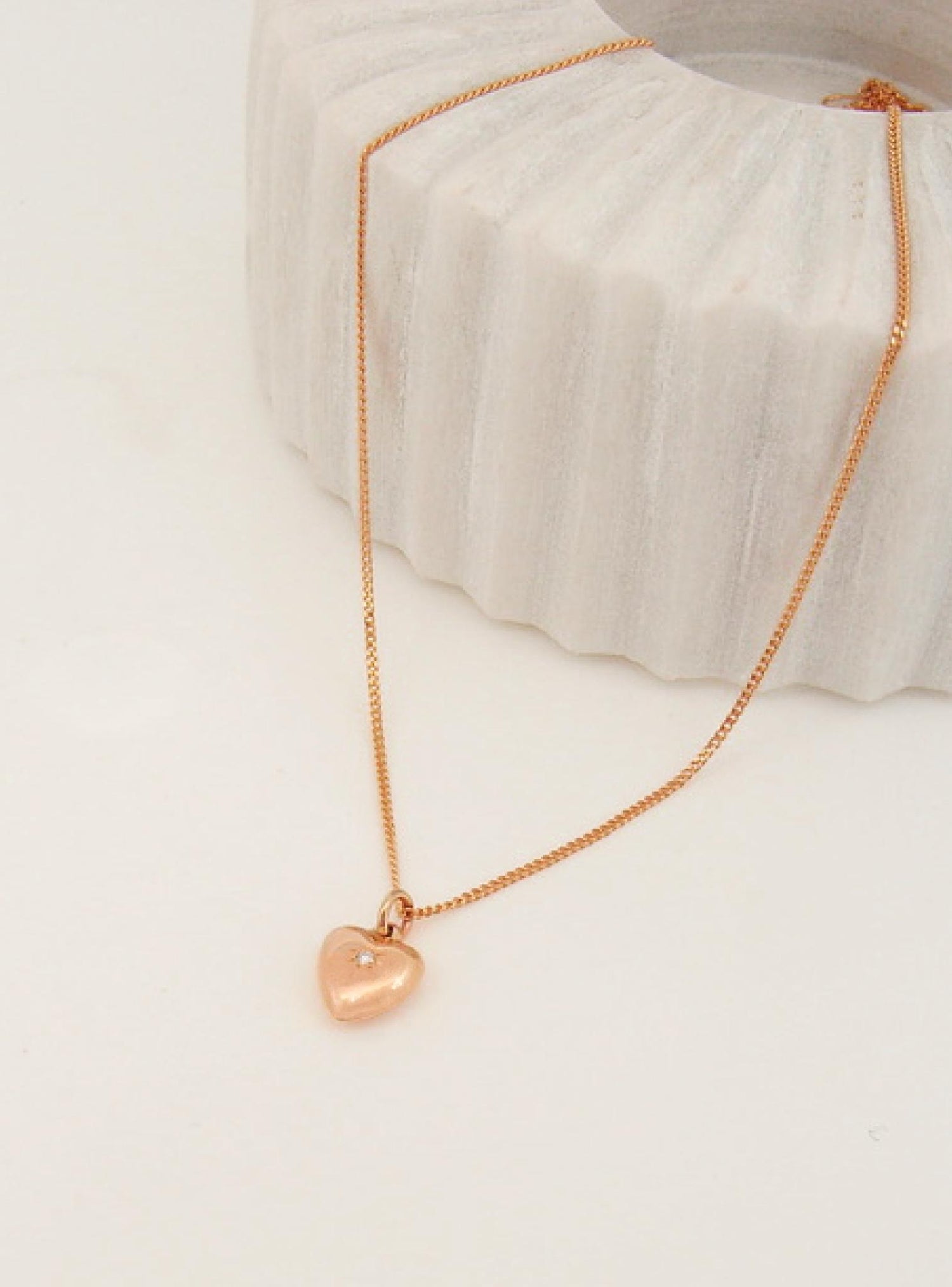 Aurelia Diamond Love Heart Charm Necklace in 9ct Rose Gold
