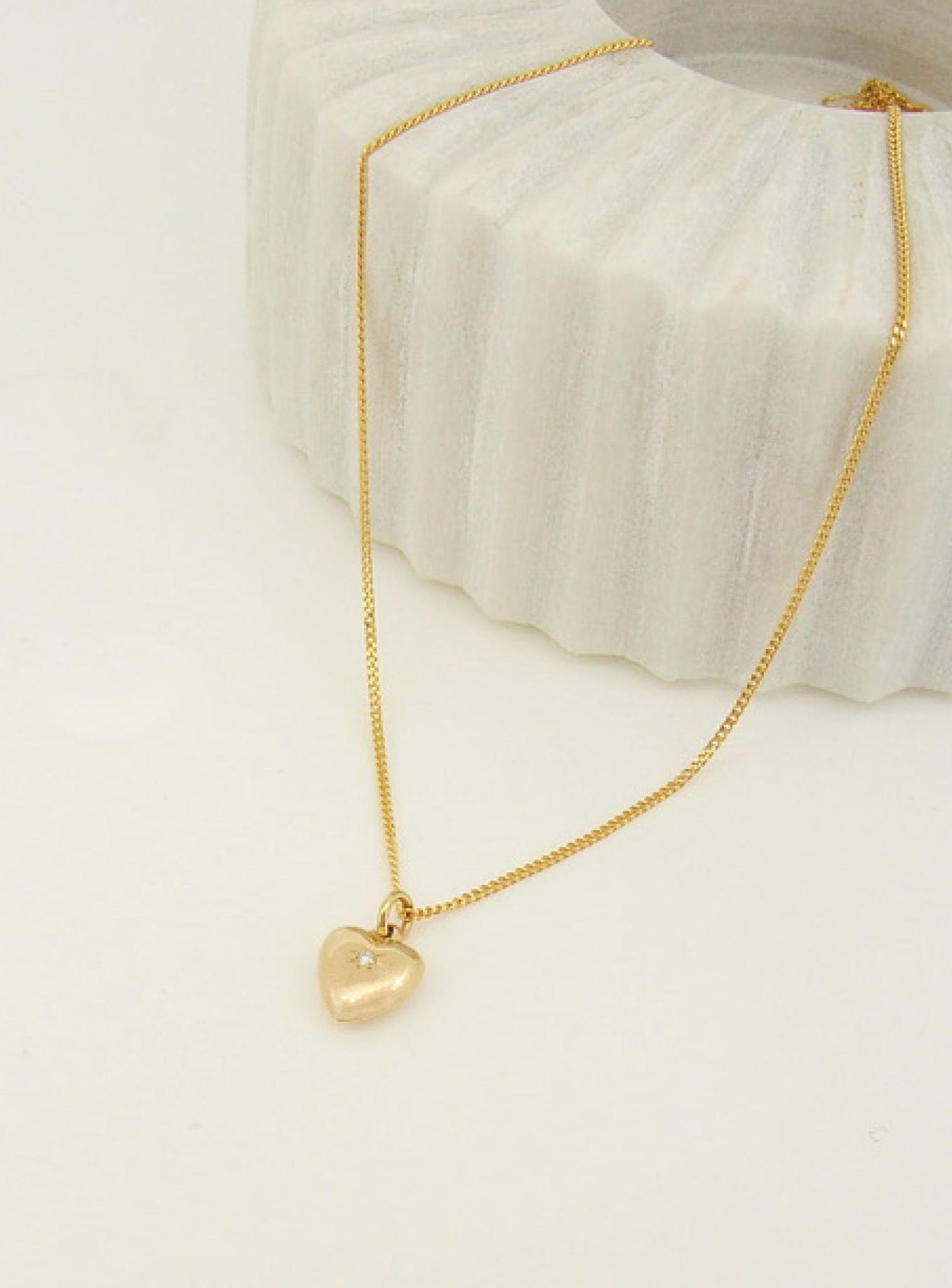 Aurelia Diamond Love Heart Charm Necklace in 9ct Gold