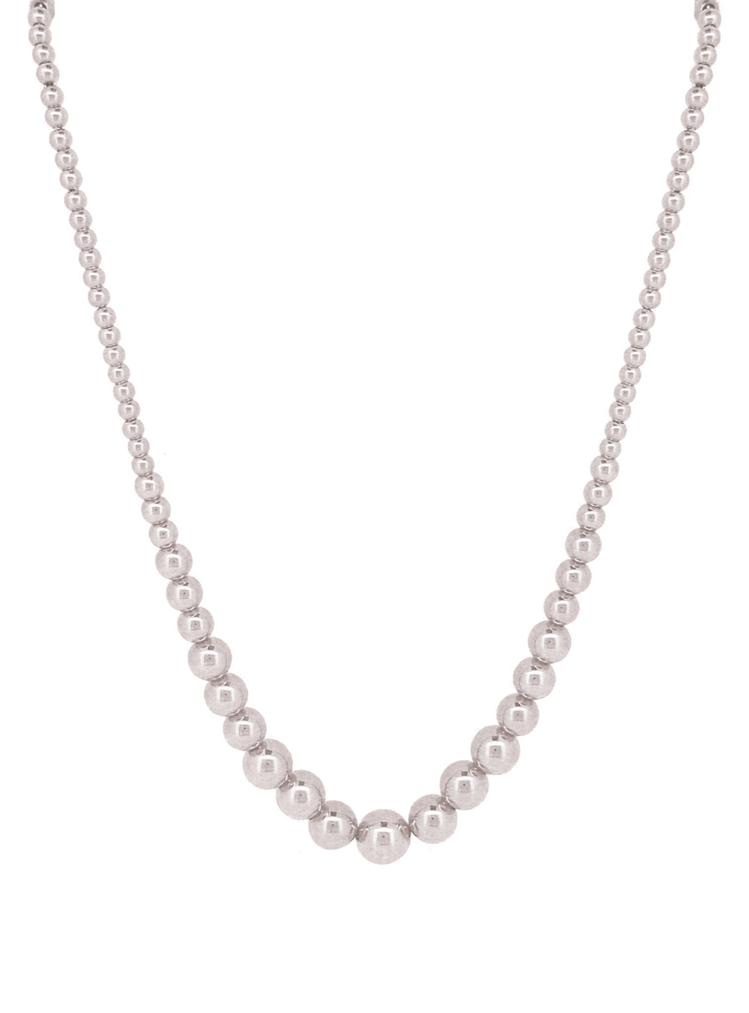 Spherical Classic Graduated Ball Bead Necklace in Sterling Silver