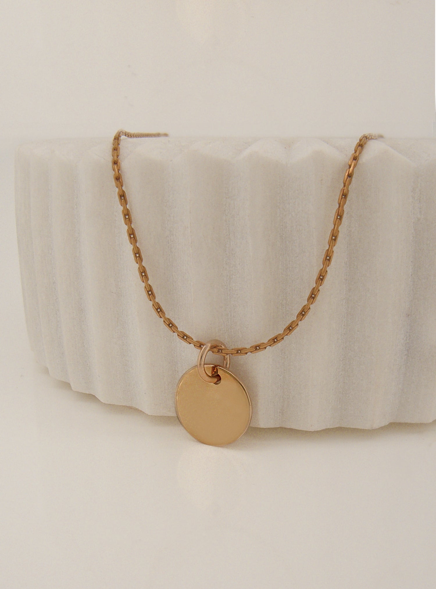 Small 9.5mm Coin Tag Circle Pendant in 9ct Rose Gold