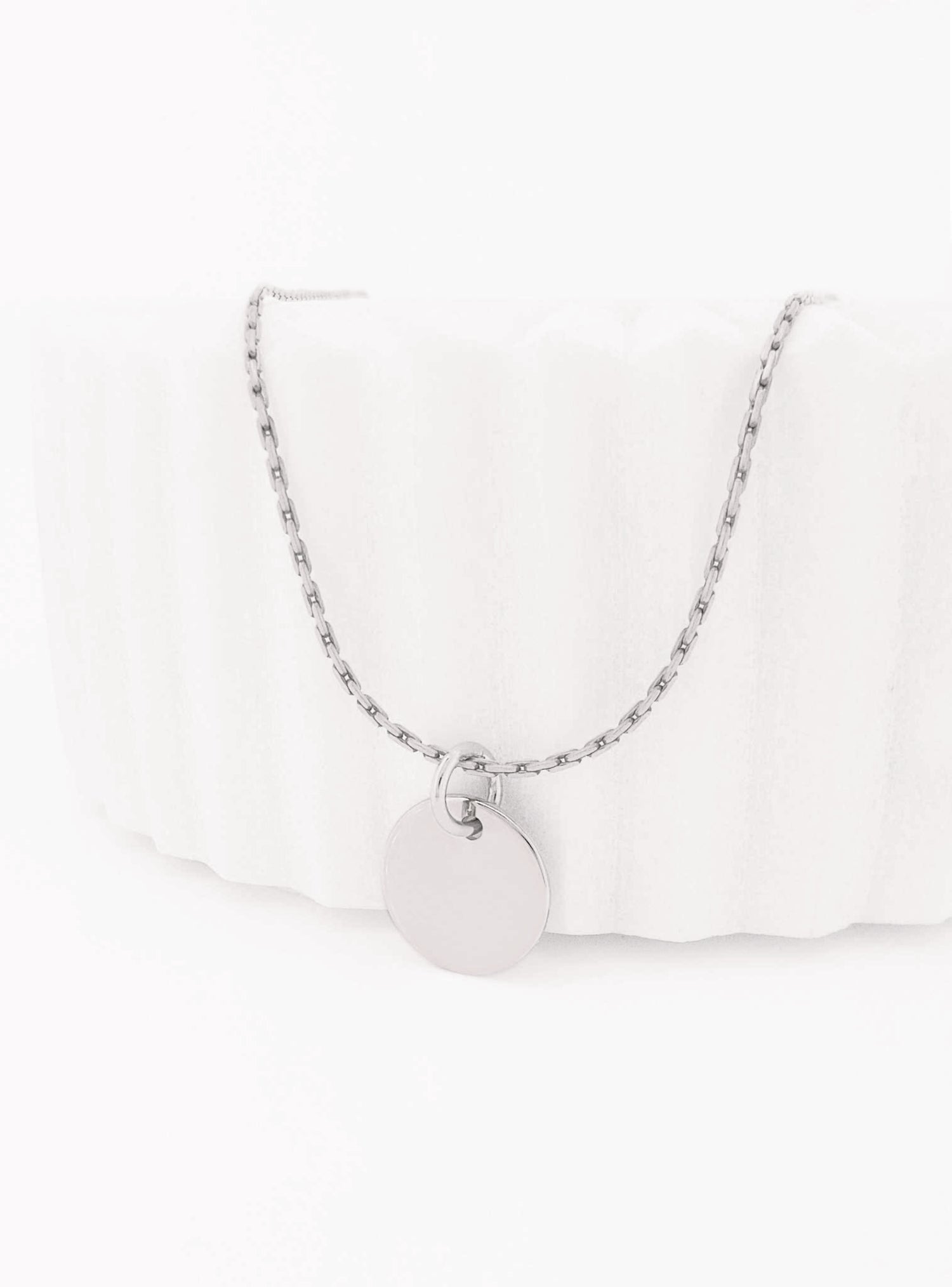 Small 9.5mm Coin Tag Circle Pendant in Sterling Silver