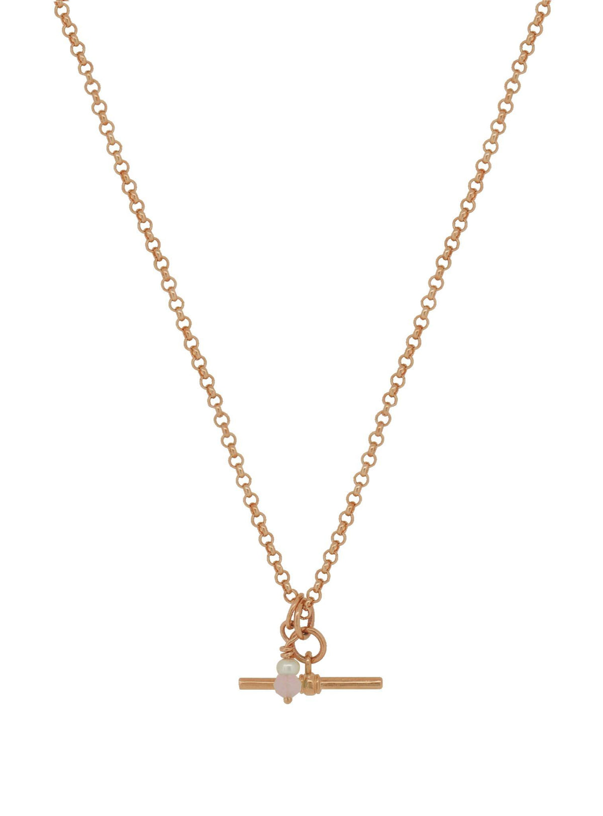 Small Fob TBar Belcher Necklace in 9ct Rose Gold
