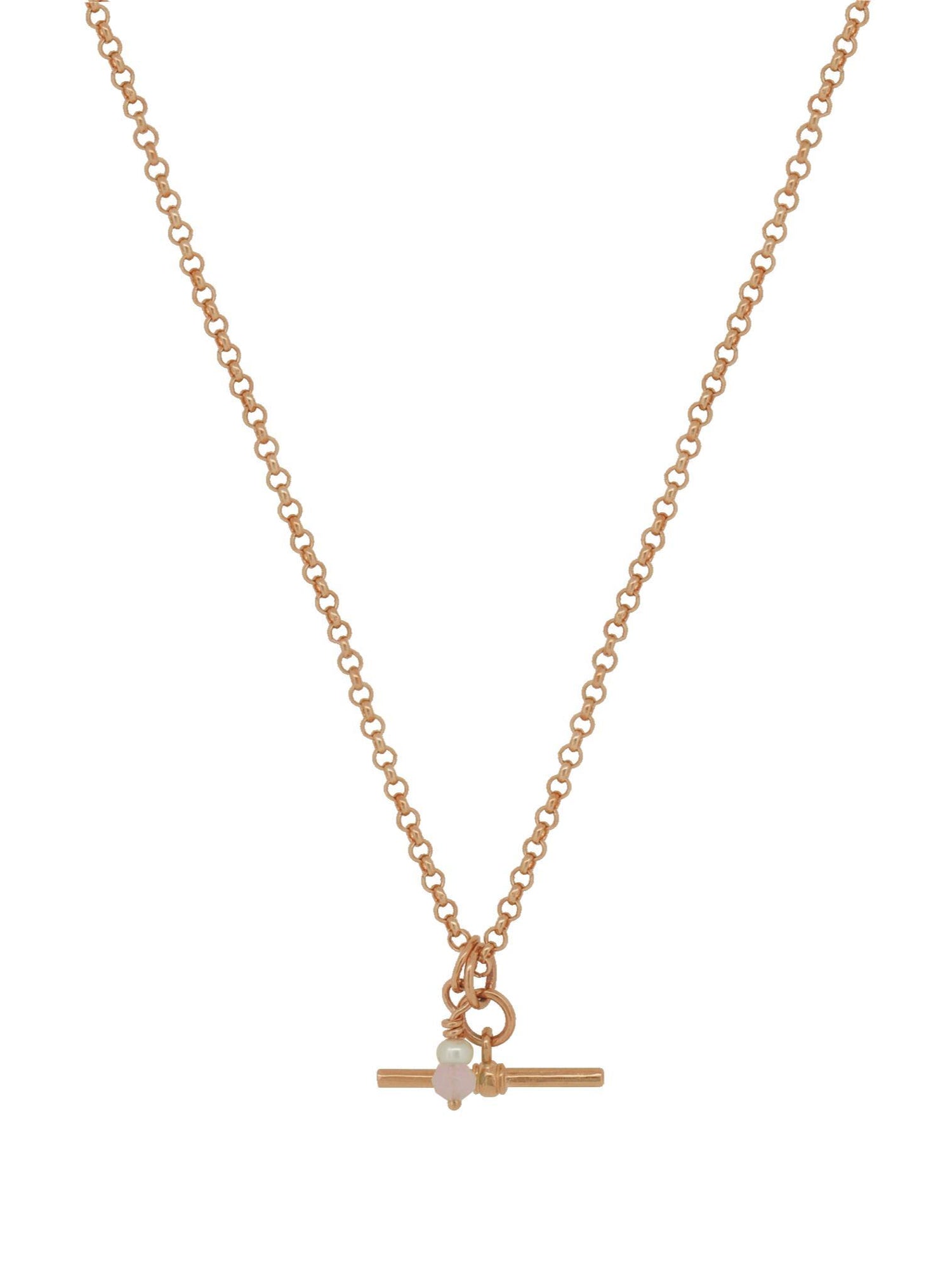 Small Fob TBar Belcher Necklace in 9ct Rose Gold