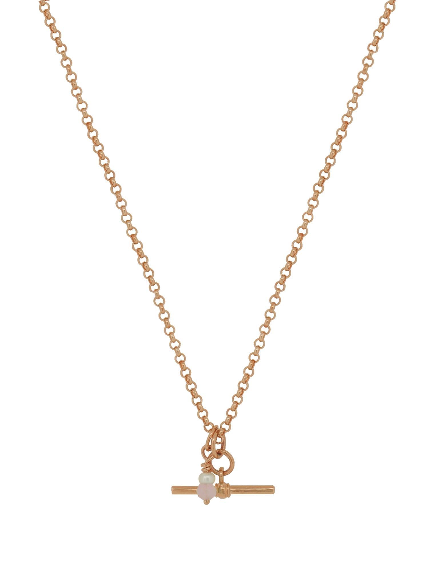 Small Fob TBar Belcher Necklace in 9ct Rose Gold