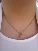 Small Fob TBar Belcher Necklace in 9ct Rose Gold