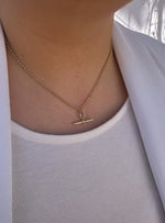 Small Fob TBar Belcher Necklace in 9ct Rose Gold