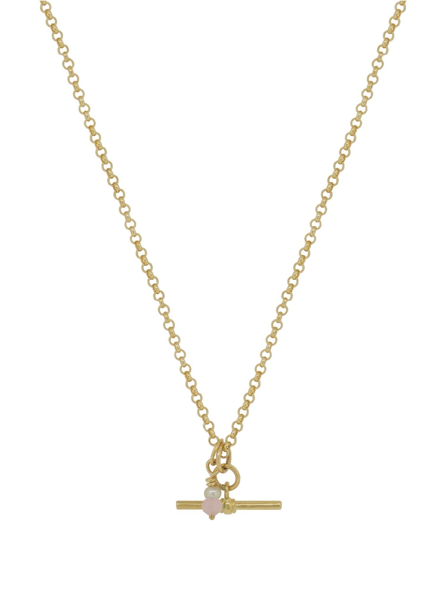 Small Fob TBar Belcher Necklace in 9ct Gold