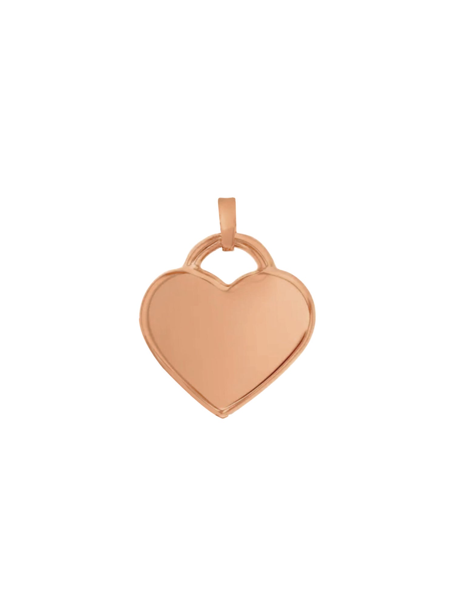Lightweight 14mm Heart Tag Charm Pendant in 9ct Rose Gold