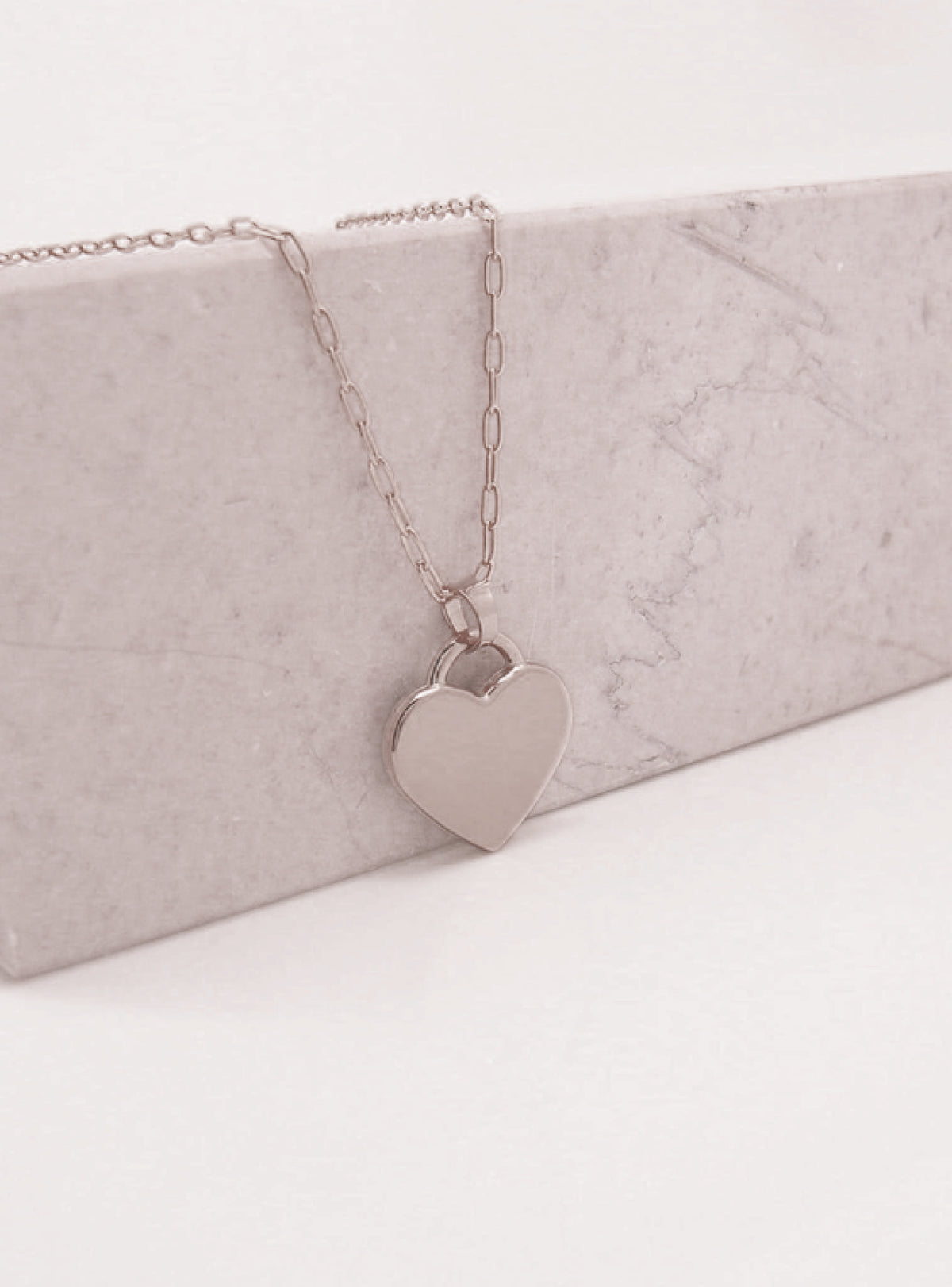 Lightweight 14mm Heart Tag Charm Pendant in 9ct White Gold