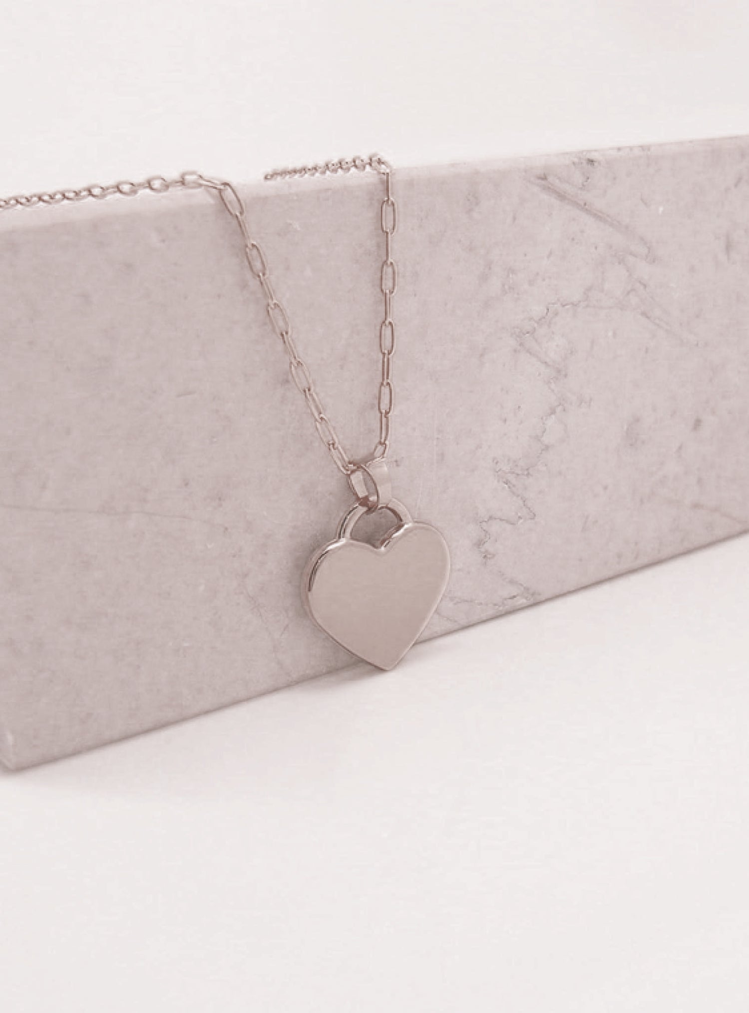 Lightweight 14mm Heart Tag Charm Pendant in 9ct White Gold