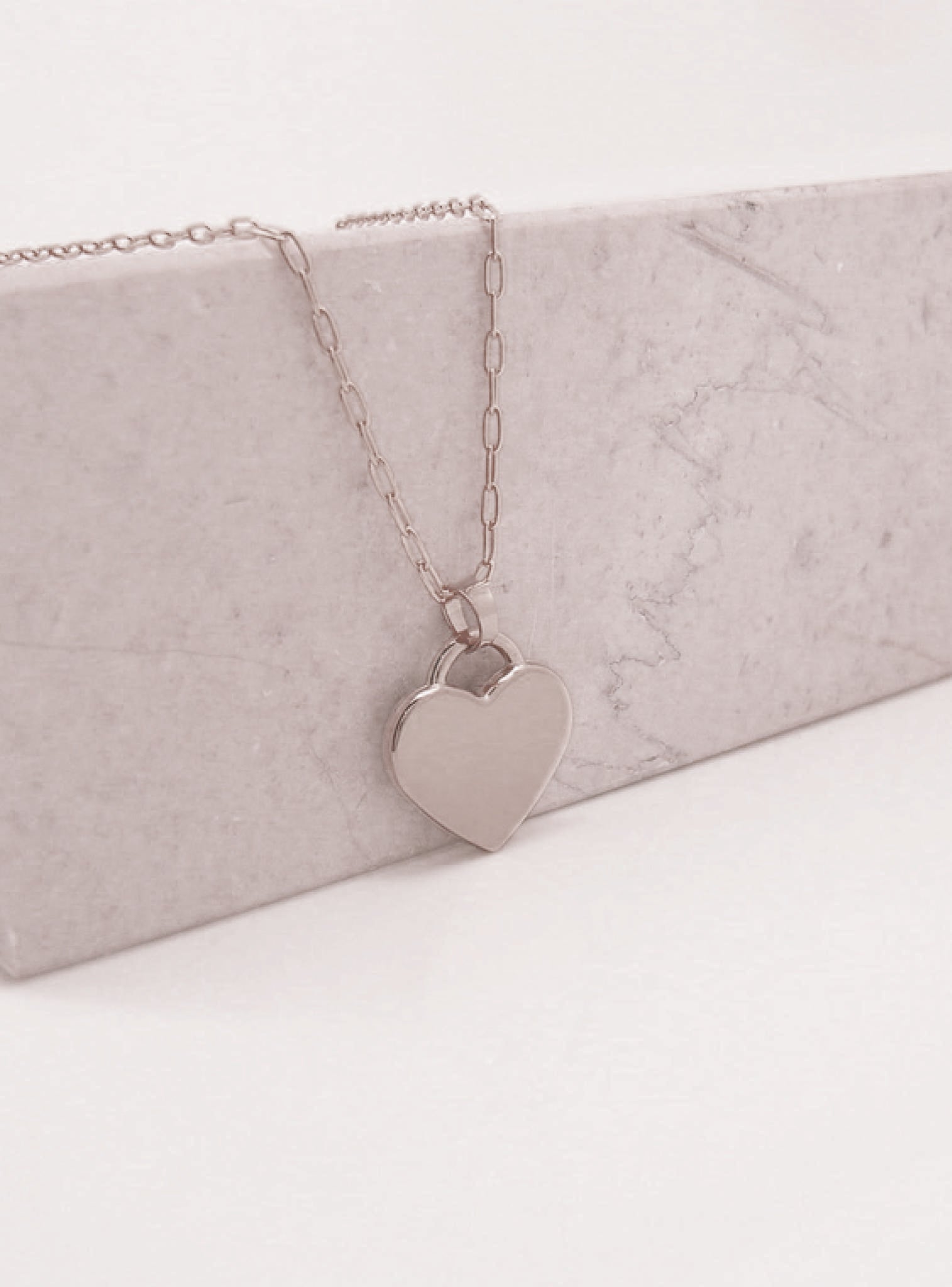 Lightweight 14mm Heart Tag Charm Pendant in 9ct White Gold