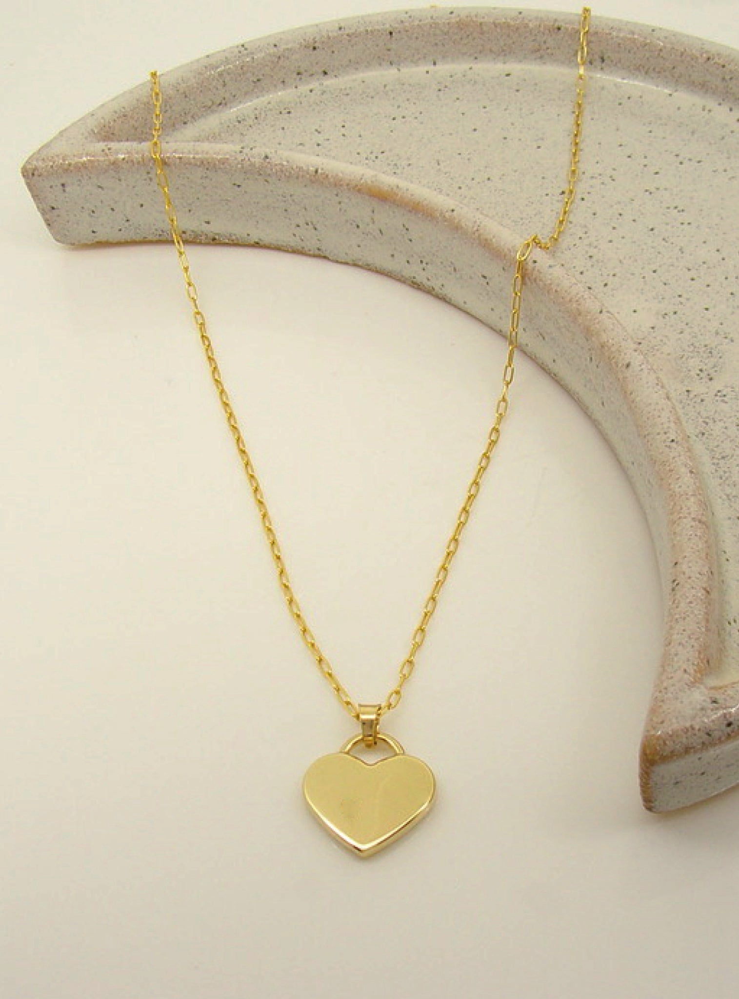 Lightweight 14mm Heart Tag Charm Pendant in 9ct Gold