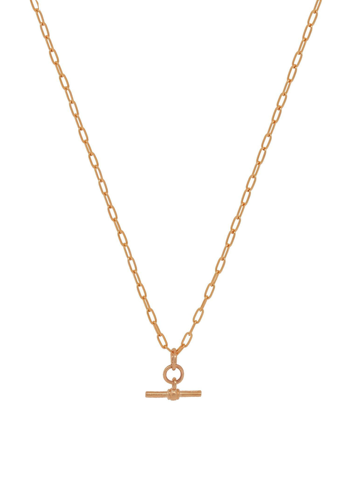 Aurelia Paperclip T Bar Fob Necklace Chain in 9ct Rose Gold