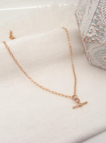 Aurelia Paperclip T Bar Fob Necklace Chain in 9ct Rose Gold