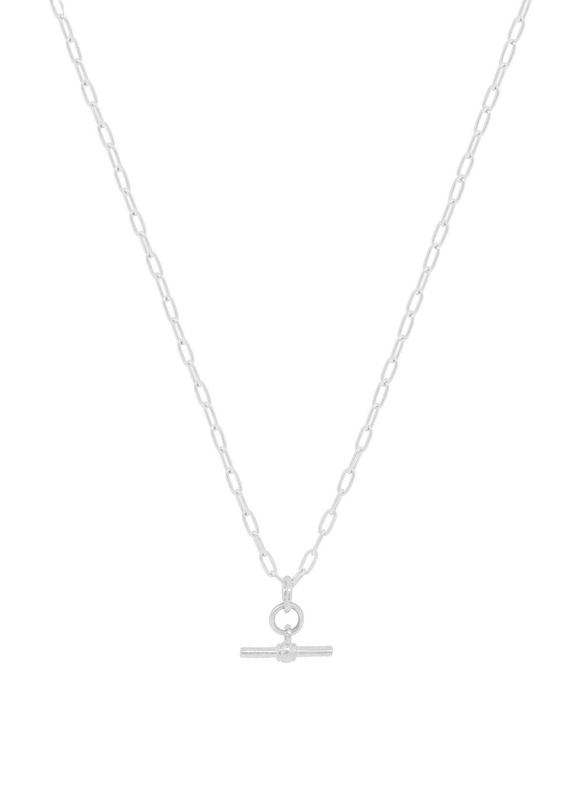 Aurelia Paperclip T Bar Fob Necklace Chain in Sterling Silver