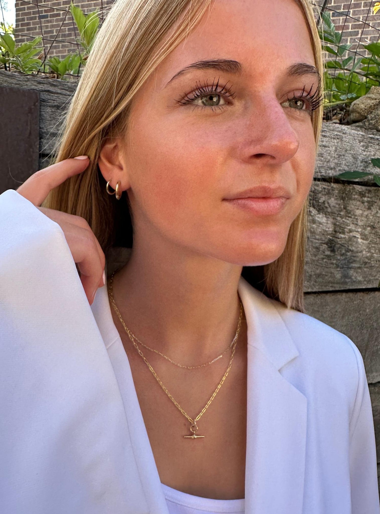 Aurelia Paperclip T Bar Fob Necklace Chain in 9ct Gold