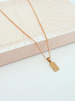 Aurelia Diamond Tag Charm Belcher Necklace in 9ct Rose Gold