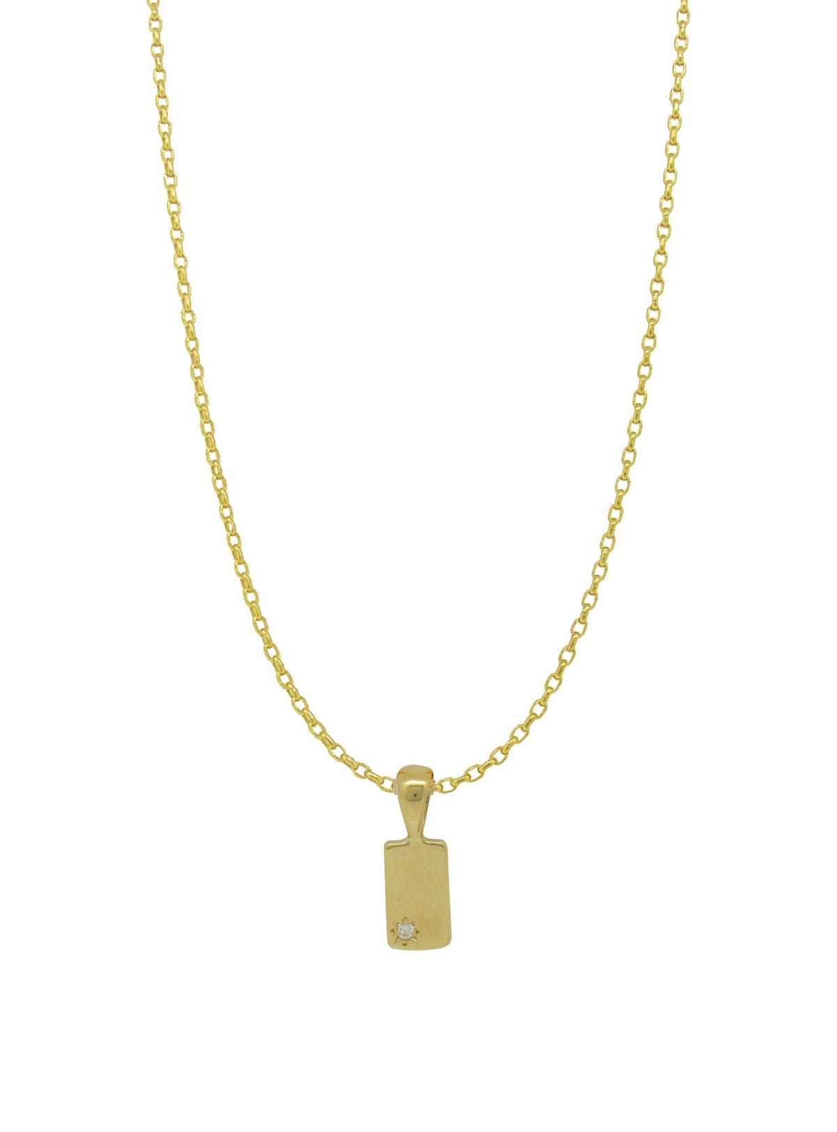 Aurelia Diamond Tag Charm Belcher Necklace in 9ct Gold