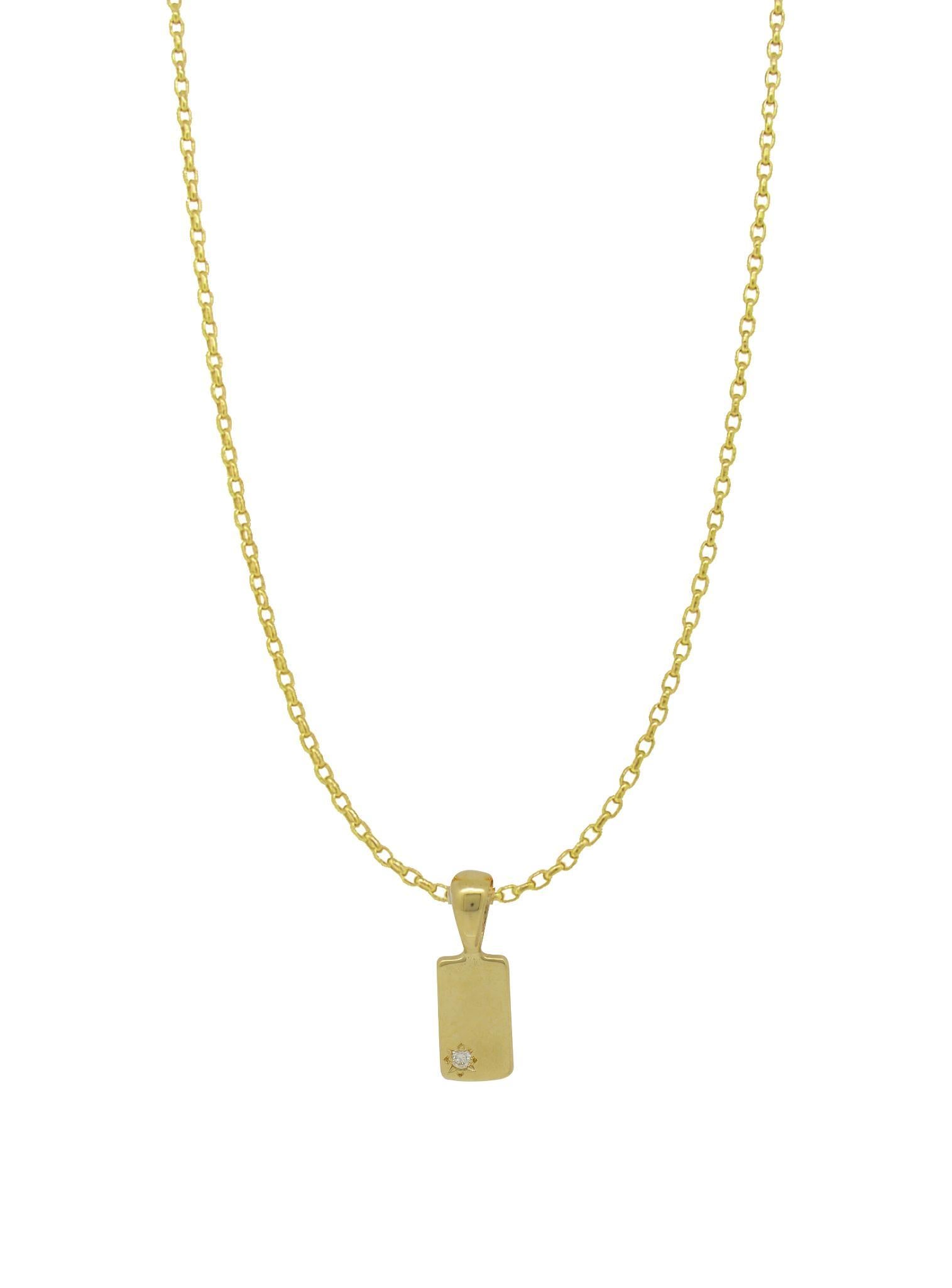 Aurelia Diamond Tag Charm Belcher Necklace in 9ct Gold