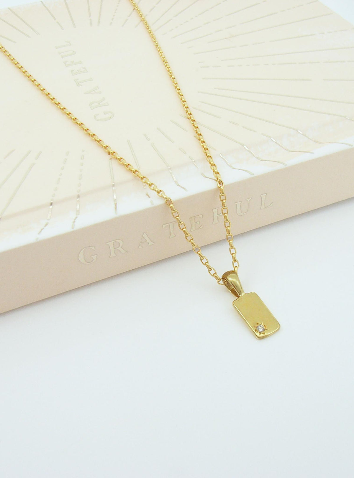Aurelia Diamond Tag Charm Belcher Necklace in 9ct Gold