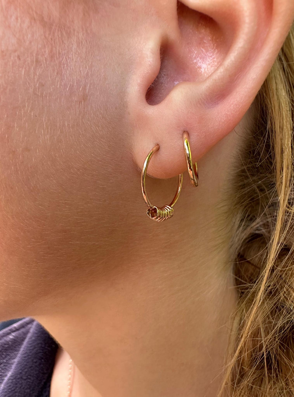 Charms for Sleeper Earrings 7 Lucky Rings in 9ct Rose Gold
