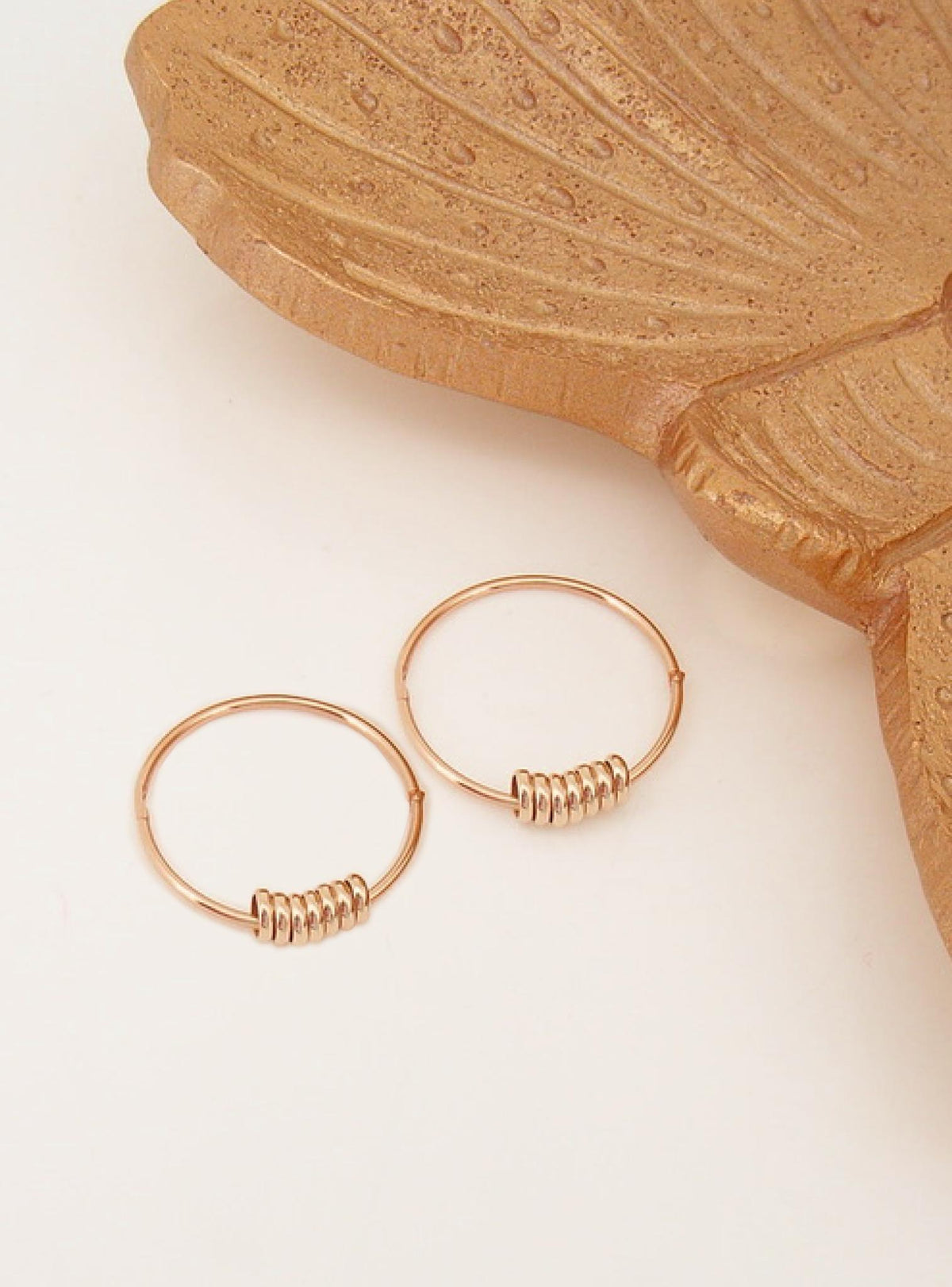 Charms for Sleeper Earrings 7 Lucky Rings in 9ct Rose Gold