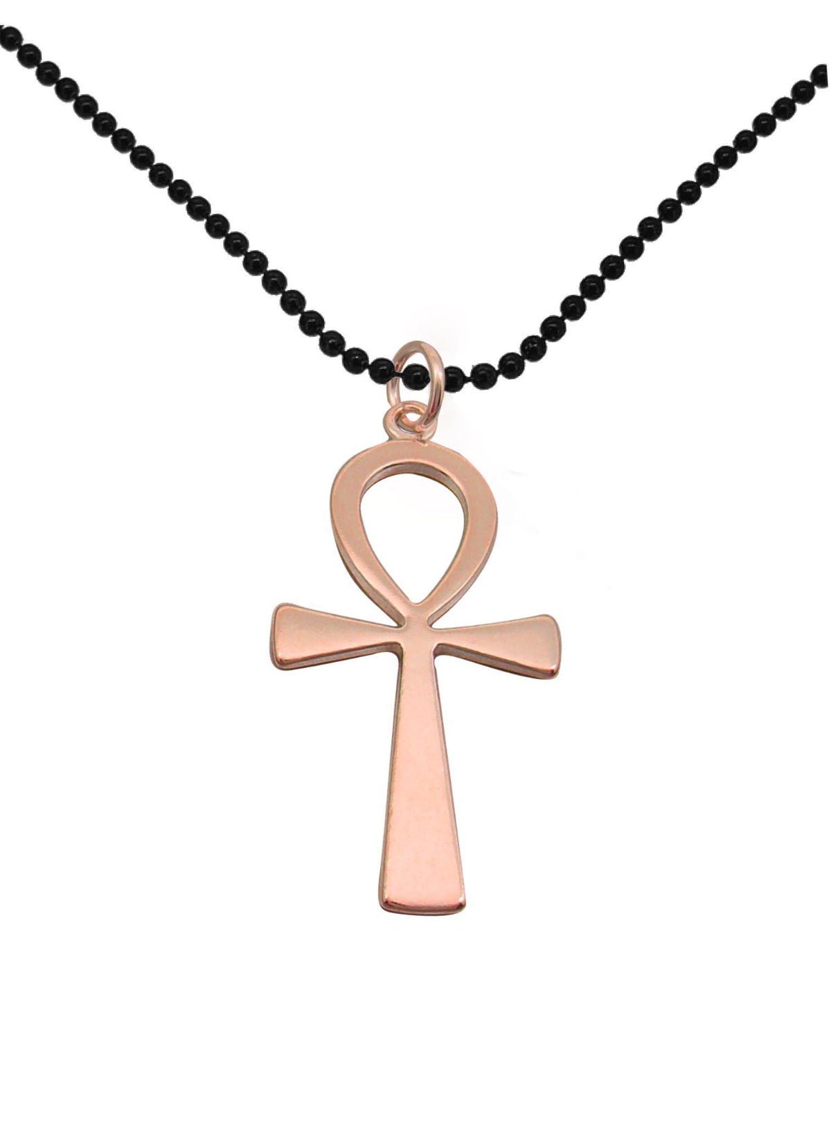 Large Egyptian Ankh Cross Pendant Necklace in 9ct Rose Gold