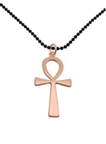 Large Egyptian Ankh Cross Pendant Necklace in 9ct Rose Gold