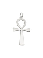 Large Egyptian Ankh Cross Pendant Necklace in Silver