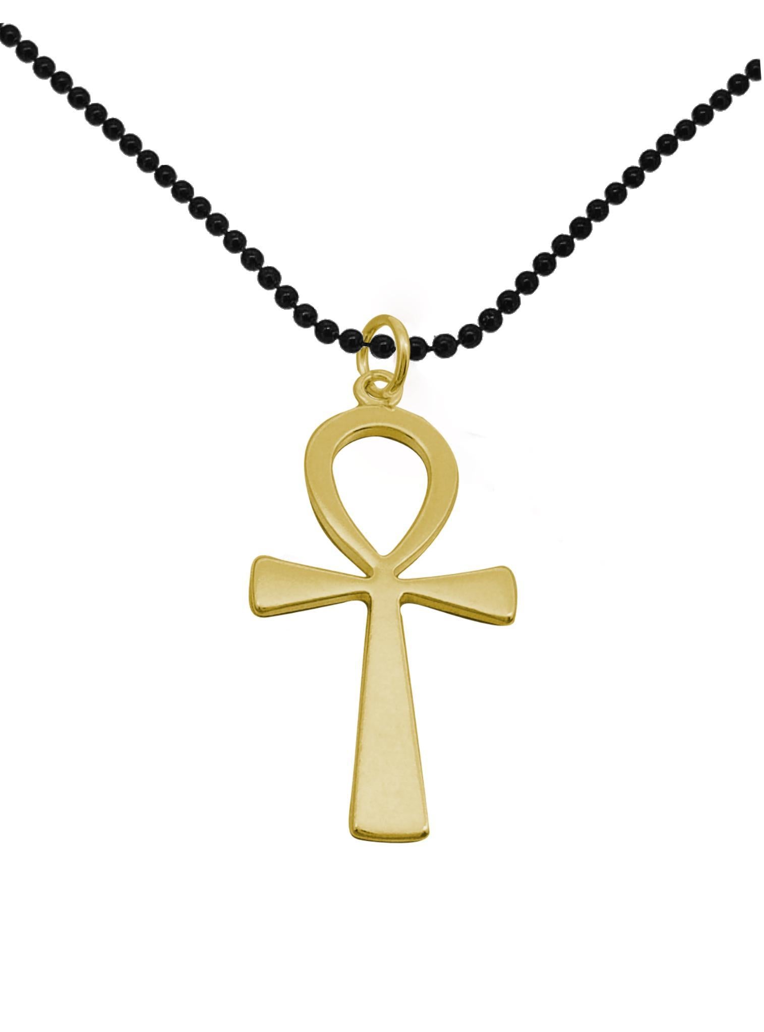 Large Egyptian Ankh Cross Pendant Necklace in 9ct Gold