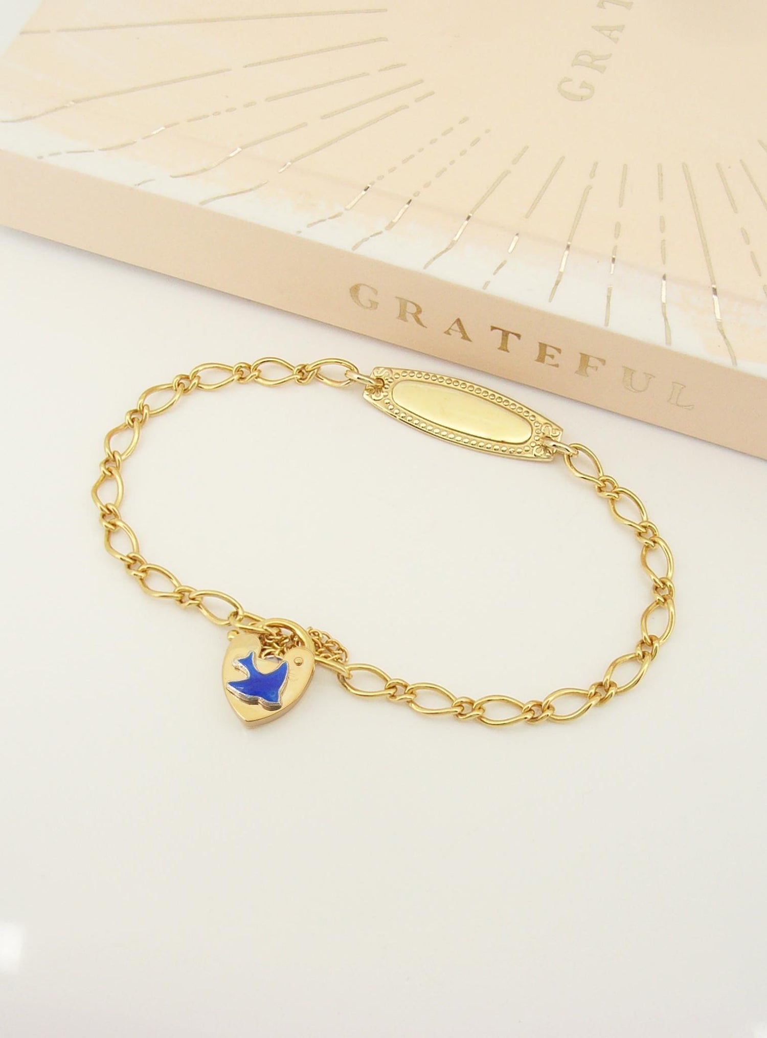 Bluebird Identity Figaro Curb Padlock Bracelet in 9ct Gold