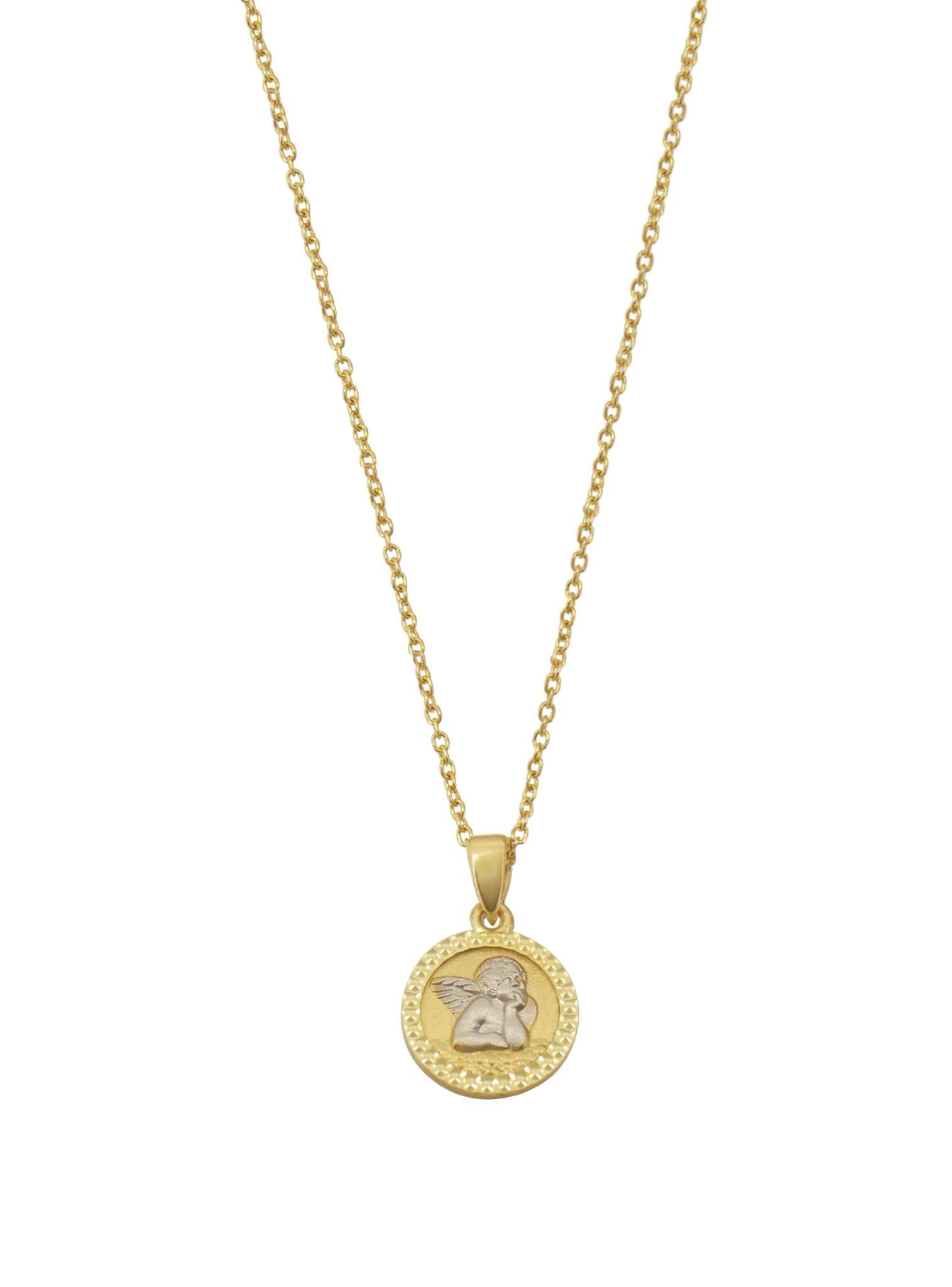 Cherub Guardian Angel Charm Necklace in Solid 9ct Gold