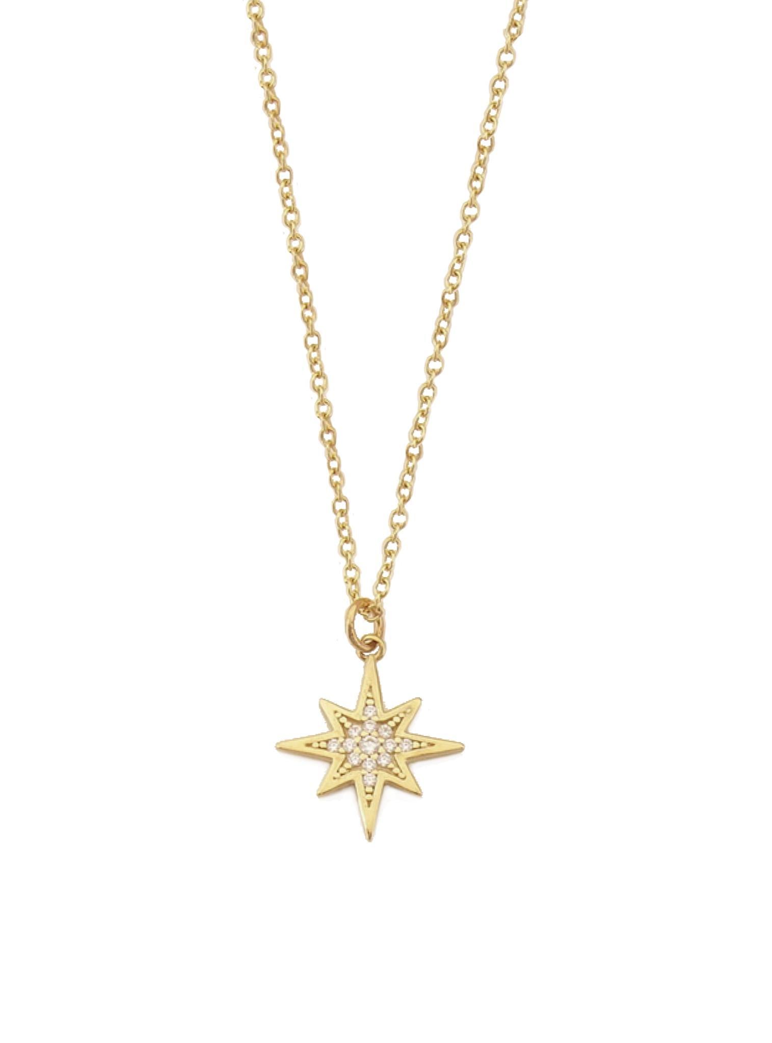 Sparkling North Star Charm and Necklace in Solid 9ct Gold
