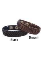 Unisex 15mm Stitched Leather Cuff Bracelet