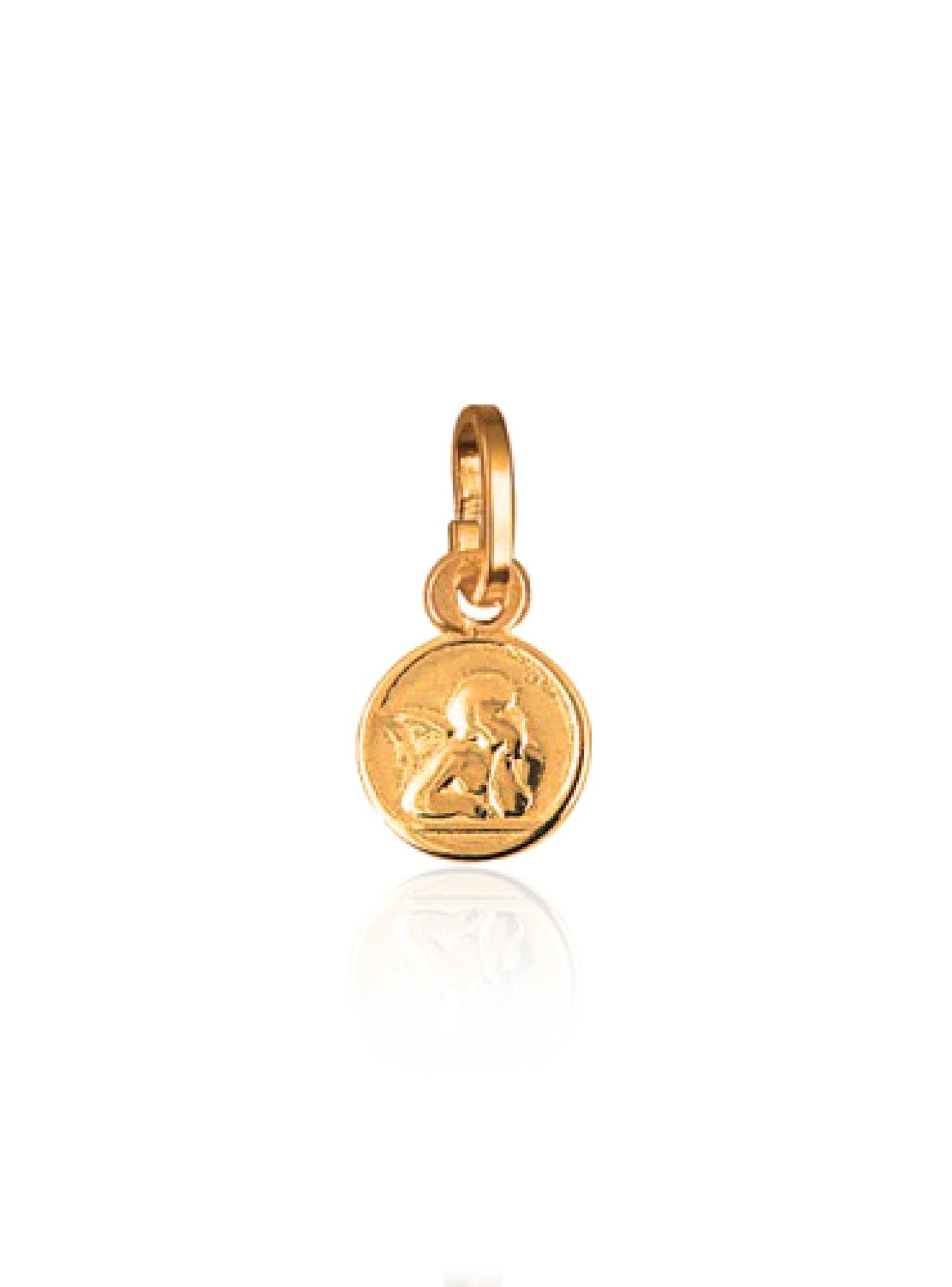 Tiny 7mm Solid 9ct Gold Cherub Guardian Angel Charm Pendant