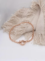 Bolt Ring Oval Belcher 3.2mm Chain Bracelet in 9ct Rose Gold