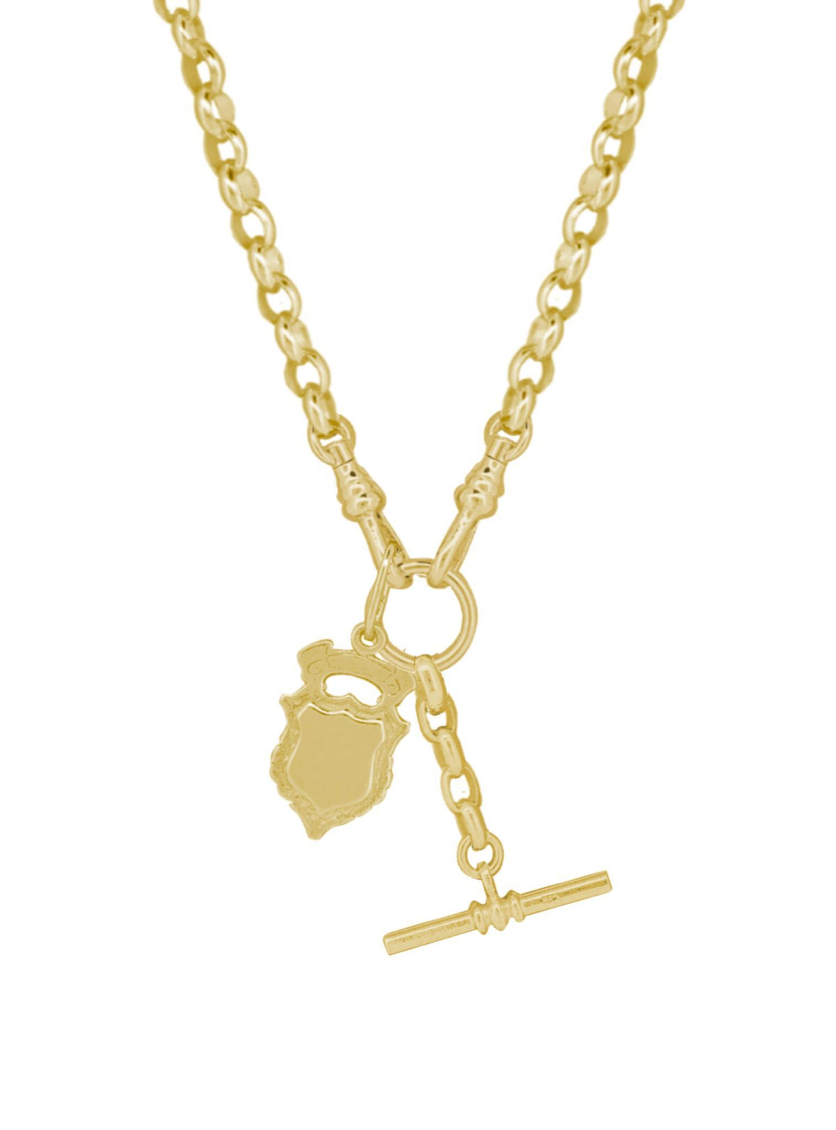 Tbar Fob Shield Belcher Chain Necklace in 9ct Gold