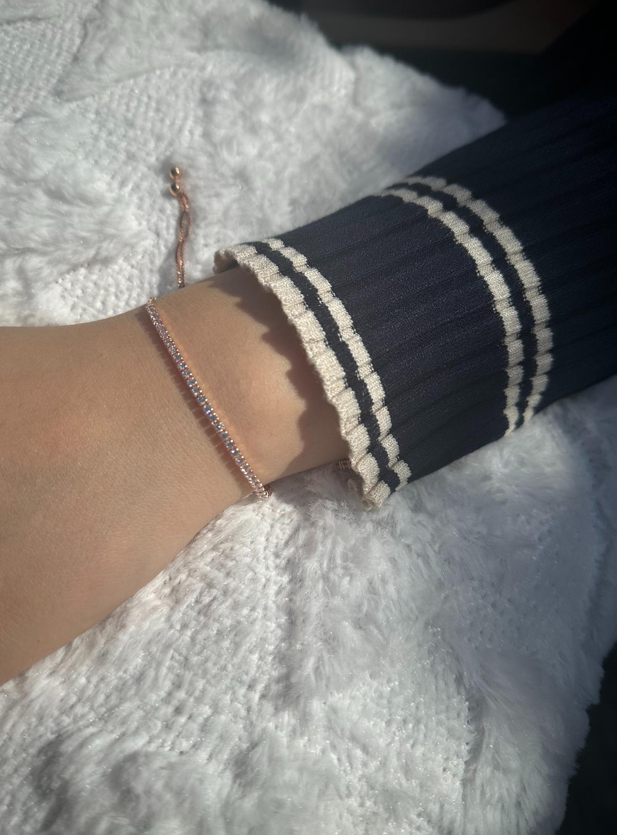 Dakota Lariat CZ Tennis Bracelet in Rose Gold