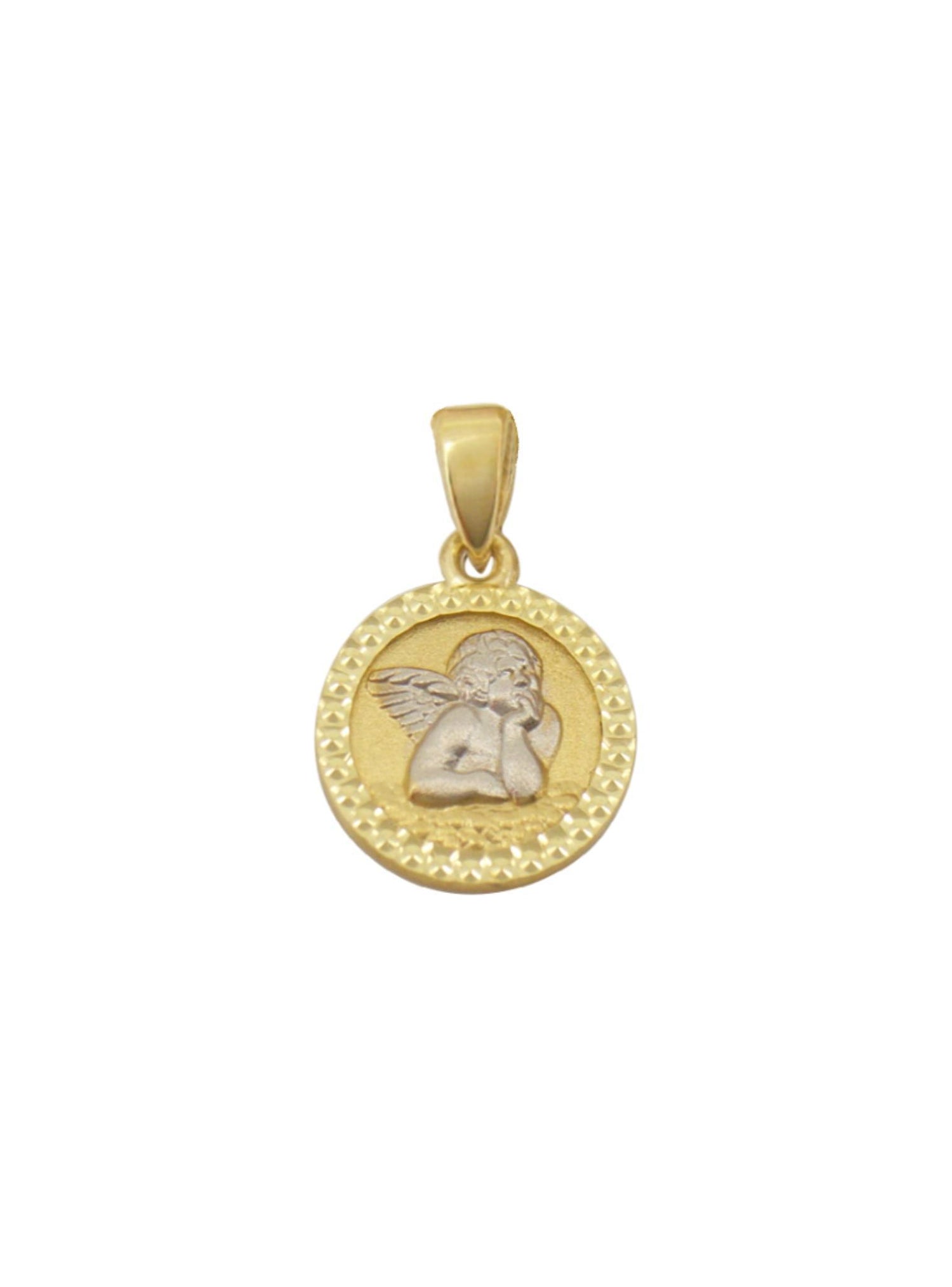Guardian Angel Cherub Medallion Charm in 9ct Gold
