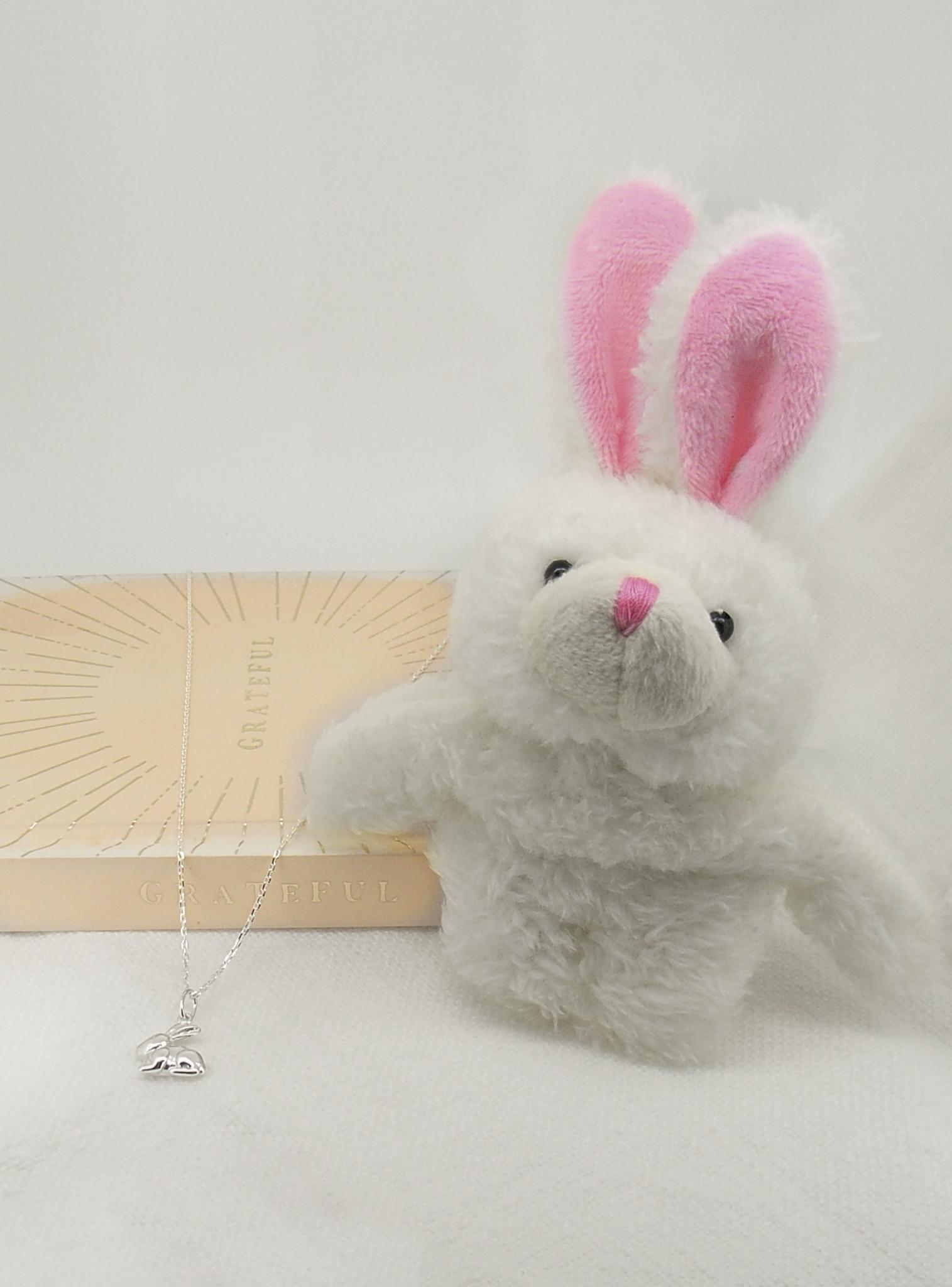 Bunny Rabbit Charm Necklace in Sterling Silver