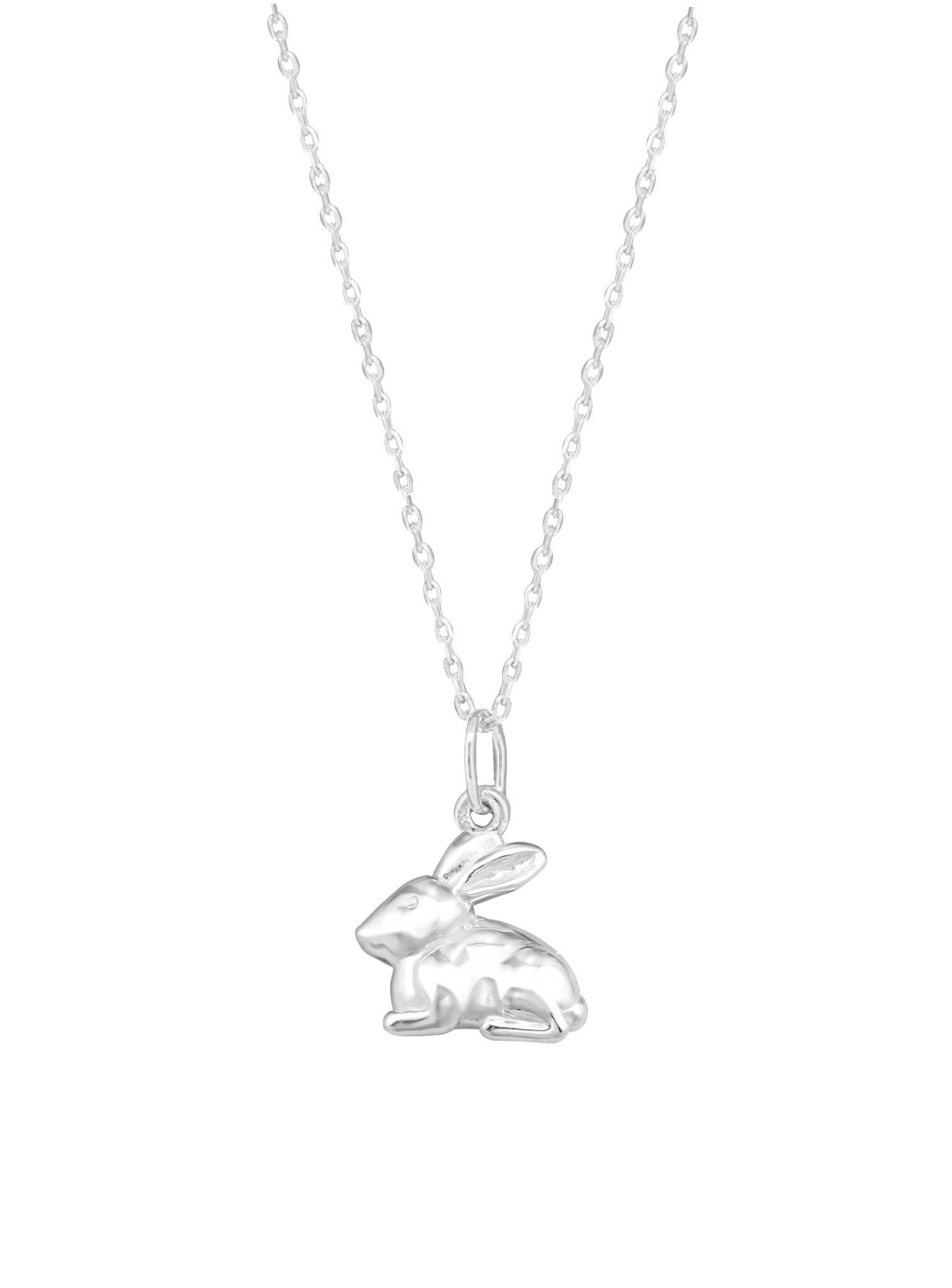 Bunny Rabbit Charm Necklace in Sterling Silver